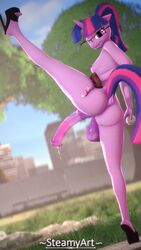 3d 4k 9:16 absurdres animal_genitalia animal_penis anthro anthrofied ass ball baseball_(ball) baseball_glove breasts equid equine equine_penis eyewear flexible footwear friendship_is_magic furry futa_only futanari genitals glasses hasbro high_heels highres horn mammal my_little_pony one_leg_up penis precum purple_body raised_leg shoes small_breasts solo splits spread_legs spreading standing steamyart testicles twilight_sparkle_(mlp) unicorn vertical_splits