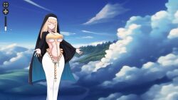 anime anime_girl anime_style belly belly_button bra clothing covenant_(vessel_tactics) curvy_figure exposed_belly holy_woman nun nun_outfit vessel_tactics video_games voluptuous