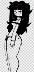 1girls ass big_ass big_butt big_hips black_hair bottomless breasts female female_only hips lazycumlol long_black_hair long_hair needlemouse_(series) pubic_hair red_sclera sarah_henderson_(needlemouse) uncolored