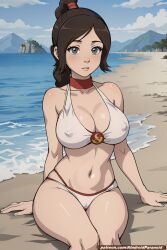 1girls ai_generated aindroidparanoid avatar_legends avatar_the_last_airbender beach bikini braid braided_ponytail brown_hair cameltoe cartoon cleavage covered_nipples female fire_nation gray_eyes hips hourglass_figure huge_breasts long_hair narrow_waist nipples nonbender ocean outdoors ponytail sand stable_diffusion tight_clothes ty_lee wide_hips