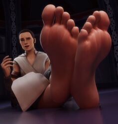 3d crossed_ankles crossed_feet crossed_legs daisy_ridley feet feet_fetish female giantess girly mrgtsfloop nails plump_feet rey soles star_wars tease toes white_tunic