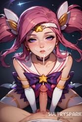 1boy 1boy1girl 1girls ai_generated artist_name female futarush girl hair_ornament league_of_legends league_of_legends:_wild_rift luxanna_crownguard male patreon patreon_username penis pink_hair ponytails pov purple_eyes riot_games star_guardian_lux star_guardian_series suck sucking sucking_penis sultryspark twintails