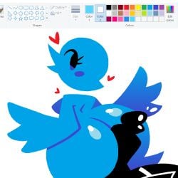 1:1 anthro anthro_focus ass avian beak big_butt bird black_eyes black_glans black_penis blue_beak blue_body blue_breasts blue_feathers blue_wings breasts duo english_text eyelashes feathers female female_anthro female_focus genitals glans glistening glistening_butt glistening_genitalia glistening_glans glistening_penis heart_symbol huge_butt huge_thighs humanoid_genitalia humanoid_penis jjoyplus looking_back male male/female ms_paint non-mammal_breasts open_mouth open_smile penis red_heart simple_background smile solo_focus text thick_thighs twitter twitter_bird white_background wide_hipped_anthro wide_hipped_female wide_hips winged_arms wings