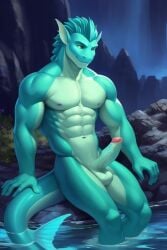 1boy 1male abs ai_generated belly belly_button blue_body blue_eyes blue_hair cock dick dragon dragon_humanoid erect_penis furry furry_male furry_only green_body green_eyes green_hair lizardfolk male male_only manly merfolk mermaid muscle muscles muscular muscular_anthro muscular_arms muscular_male muscular_thighs nature nipples penis penis_out pointed_ears scalie