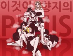 6+girls baek_sung-eum black_dress breasts cha_so-wul clothed fight_class_3 foot_lick groping gyeogbung-i harem hong_sung-ah huge_breasts kim_hyang-ji kwon_tae-young large_breasts lee_sung-hee medium_breasts sung_sa-rang variant_set yeo_eun-sol