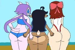 3girls big_ass bikini breasts bubble_butt combobreaking female free freedom_planet freedom_planet_2 furry huge_ass one-piece_swimsuit sash_lilac thick_thighs video_games wide_hips