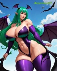 ai_generated artsparta117 bat bat_girl bat_wings big_breasts breasts capcom darkstalkers legs morrigan_aensland succubus thick_thighs vampire