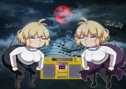 1girls alternate_version_available arcueid_brunestud ass ass_clapping big_ass blonde_hair boombox bouncing_ass chibi clapping_cheeks clothing dat_ass dual_persona edit edited edited_image fat_ass female female_only giantess gold gold_boombox_(prevence) huge_ass hung_club hyper hyper_ass imstupid13 large_ass massive_ass melty_blood motion_lines pantylines red_arcueid shortstack skirt solo sweater thick_ass thick_thighs tsukihime tsukihime_(remake) twerk_hypnosis twerking twins type-moon vampire vampire_girl wide_hips