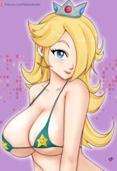 1girls big_breasts bikini bimbo blonde_hair blonde_hair_over_one_eye blue_eyes breasts chronosth1 cleavage crown deep_cleavage earrings female female_only gummslime hair_over_one_eye long_blonde_hair mario_(series) masterdoodle micro_bikini nintendo only_female princess_rosalina solo solo_female super_mario_galaxy