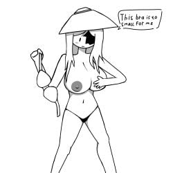 1girls airy_(hfjone) big_breasts black_and_white boobs bra breasts english english_text female female_only gijinka hfjone humanized nipples no_color object_show object_shows rule_63 solo solo_female speech_bubble tagme text topless topless_female white_background