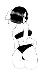 1girls ass ass_focus breasts character_request clothed clothing dat_ass monochrome panties pietrosatou short_hair simple_background sketch solo solo_female solo_focus unknown_character