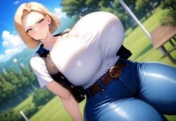 1girls ai_generated android_18 blonde blonde_female blonde_hair blonde_hair_female blue_eyes blue_eyes_female cameltoe cleavage curvy dragon_ball erect_nipples female gigantic_breasts huge_areolae huge_ass minmin nai_diffusion puffy_nipples short_hair short_hair_female stable_diffusion thick_lips voluptuous wide_hips yellow_hair