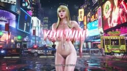 3d animated bangs blonde_hair breasts completely_nude completely_nude_female emilie_de_rochefort exhibitionism female female_focus human light-skinned_female light_skin long_hair medium_breasts mod namco nude nude_female nudity outdoor_nudity outdoors pale_skin pubic_hair solo standing tagme tekken tekken_8 video video_game_character wet wink