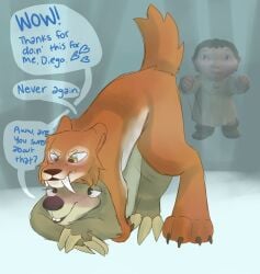 2022 20th_century_fox 20th_century_studios abusurd_res anal anal_sex annoyed blue_sky_studios blush claws cold dialogue diego_(ice_age) digital_drawing_(artwork) digital_media_(artwork) duo english_text fangs feline felis feral feral_on_feral feral_on_top field fur grin growling hi_res ice_age_(film) ice_age_(series) male/male male_on_bottom male_penetrated male_penetrating male_penetrating_male mammal nude on_bottom on_top open_mouth orange_body orange_fur outside penetration penile penile_penetration pilosan prehistoric_species roshan_(ice_age) saber-toothed_tiger sabertooth_(anatomy) sex shaded sid_(ice_age) simple_background sketch sketchy sloth smile snow speech_bubble spoonfulofsuga tail tan_body tan_fur teeth text xenarthran yellow_eyes