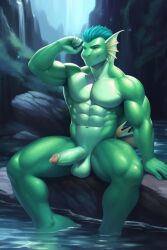 1boy 1male abs ai_generated belly belly_button blue_body blue_eyes blue_hair cock dick dragon dragon_humanoid erect_penis furry furry_male furry_only green_body green_eyes green_hair lizardfolk male male_only manly merfolk mermaid muscle muscles muscular muscular_anthro muscular_arms muscular_male muscular_thighs nature nipples penis penis_out pointed_ears scalie