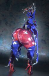 3d 3d_(artwork) 3d_model ass breasts ember ember_(warframe) ember_heirloom_(warframe) ember_prime female glowing glowing_ass hair heels huge_ass looking_back qzk_forte rear_view tagme warframe