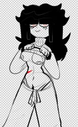 1girls black_hair female female_only lazycumlol lifting_shirt long_black_hair long_hair needlemouse_(series) pants red_sclera sarah_henderson_(needlemouse) shirt_lift uncolored