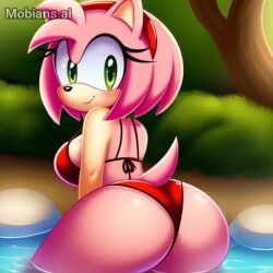 ai_generated amy_rose ass big bikini eyes_green hedgehog hedgehog_girl