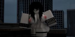 1girls annoyed big_breasts on_roof roblox