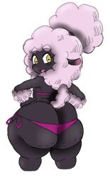 anthro ass_cleavage big_ass big_butt bikini black_body butt_crack cellulite colored_sketch edit female mature_woman milf open_mouth pink_fur sheep_mom sketch small_bikini sssonic2 yellow_sclera