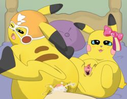 ass bodily_fluids cleft_tail clitoris clothing cosplay cosplay_pikachu cosplay_pikachu_(character) cosplay_pikachu_(costume) cum cum_in_pussy cum_inside erection female female_penetrated feral from_behind_position genital_fluids genitals human human_on_feral interspecies malawrist male male/female male_penetrating male_penetrating_female mammal mask nintendo nude on_bottom on_top open_mouth penetration penis pikachu pikachu_libre pikachu_pop_star pokémon_(species) poképhilia pokemon pussy reverse_cowgirl_position sex smile spread_legs spread_pussy spreading thick_thighs tongue vaginal_penetration video_games wide_hips zoophilia