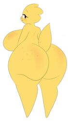 1girls 2021 2d alphys ameliemercedez anthro anthro_only ass ass_focus big_ass big_breasts big_butt black_eyes blush breasts completely_nude completely_nude_female deltarune eyelashes female female_focus female_only huge_ass huge_breasts humanoid lizard_girl lizard_humanoid looking_back monster_girl nude nude_female reptile reptile_humanoid simple_background solo solo_female standing tail thick_thighs thighs undertale undertale_(series) white_background yellow_body yellow_hair yellow_skin