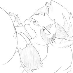 0ottotto0 1:1 2014 anthro belly blush duo genitals kemono low_res male male_only monochrome navel nintendo oral overweight overweight_male penis pokémon_(species) pokemon pokemon_(species) simple_background video_games white_background zangoose