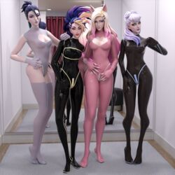 3d 3d_(artwork) ahri akali daz3d daz_studio evelynn female_only k/da_all_out_ahri k/da_all_out_akali k/da_all_out_evelynn k/da_all_out_kai'sa k/da_all_out_series kai'sa latex latex_gloves latex_suit league_of_legends medium_breasts pin3d riot_games video_game video_game_character video_games