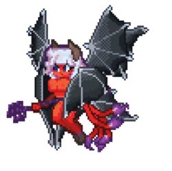 1girls animated bat_wings bouncing_breasts color colored flapping_wings horns_and_hooves pixel_art succubus tagme tail terraria terraria_(lewdrraria) transparent_background