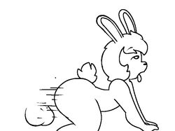 ambiguous_gender ambiguous_penetrated anal anal_sex animated anthro balls disembodied_penis duo genitals lagomorph leporid loop male male/ambiguous male_penetrating mammal monochrome nude penetration penis rabbit razzybun short_playtime thick_thighs tongue