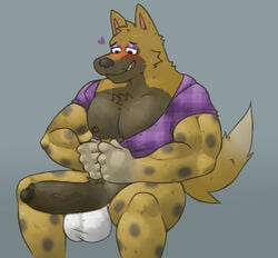 5_fingers animal_crossing anthro balls_in_underwear balls_outline biceps big_bulge big_penis boner brown_body brown_fur bulge canid canine canis chest_tuft circumcised clothed clothing erection fingers fleshformomo fur genital_outline genitals heart hyaenid hyena kyle_(animal_crossing) looking_at_genitalia looking_at_own_penis looking_at_penis looking_at_self looking_down male male_only mammal muscular muscular_anthro muscular_male nintendo nipples open_clothing open_shirt open_topwear pattern_clothing pattern_shirt pattern_topwear pecs penis plaid plaid_clothing plaid_shirt plaid_topwear pubes shirt simple_background sitting smile solo spots teeth toothy_grin topwear tuft underwear vein veiny_penis video_games