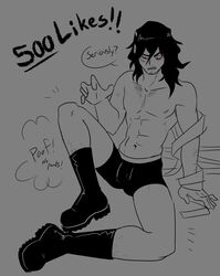 1boy male male_only my_hero_academia partially_undressed servojob shouta_aizawa solo_male tagme text