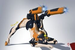 ass_up guns high_heels jack-o_pose jackochallenge kirjava legs_up meme multicolored_body original protea_(warframe) warframe