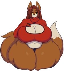 big_breasts breasts christmas dewwydarts dewwydartz female fox furry huge_breasts maddie(dewwydartz) slightly_chubby thick_thighs wide_hips