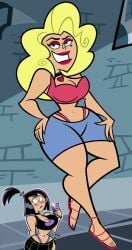 big_breasts danny_phantom dawna_fenton dawna_phantom gender_transformation midriff nickelodeon nicktoons shorts sleeveless thick_ass thick_thighs