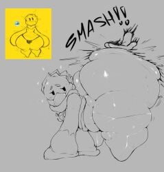 2d 2d_(artwork) 2d_artwork ass ass_focus bright_light femboy huge_ass iceberg_lettuce_(pvz) jelitrixx monochrome plants_vs_zombies plants_vs_zombies_2:_it's_about_time pvz reference_image scketch spanking sweat thick_thighs