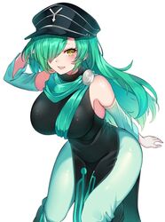 big_ass cap green_hair looking_at_viewer scarf suruga_(xsurugax) tagme thick_thighs wide_hips