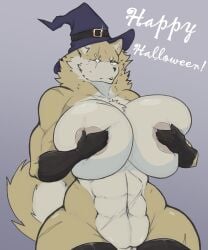 1girls abs amadchief anthro big_breasts huge_breasts muscular_female nishikawa_(amadchief) witch_hat