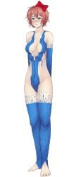 1girls breasts cortana_(cosplay) cosplay doki_doki_literature_club feet female female_focus female_only genkun halloween halloween_costume sayori_(doki_doki_literature_club)