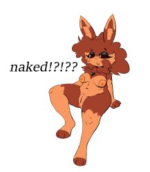 anthro anus belly big_nipples breasts caramelody chichi_(caramelody) female fur genitals hi_res jewelry lagomorph mammal necklace nipples orange_body orange_fur pussy sitting solo tired