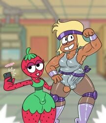 2futas bulge_through_clothing carol_kincaid cartoon_network drupe dwonksa futanari gap_teeth hair muscles ok_k.o.!_let's_be_heroes tagme taking_selfie