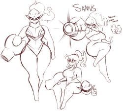 armarouge big_breasts breasts dewwydarts dewwydartz female nintendo pokemon samus_(dewwydartz) thick_thighs wide_hips