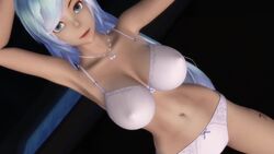 1girls 3d animated blue_eyes blue_hair long_hair looking_at_viewer mp4 necklace no_sound tagme tattoo underwear video z375