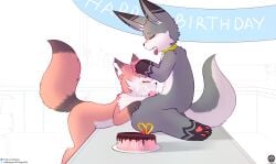 blowjob cum cum_on_face fox furry happy_birthday knot male/female nia_(senz) penis pie sean_(senz) senz