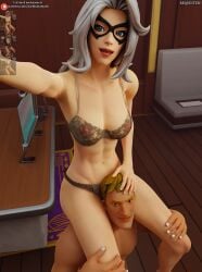 3d 3d_(artwork) black_cat_(fortnite) black_cat_(marvel) darkbahamuth felicia_hardy fortnite marvel marvel_comics pinup selfie spider-man_(series)