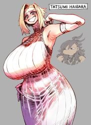 big_ass big_breasts blonde_female blonde_hair blonde_hair_female breasts brown_hair brown_hair_female dress haibara_enako haibara_tatsumi light-skinned_female light_skin long_hair mature mature_female mature_woman milf mother_and_daughter older_female short_hair tall_female tall_girl tall_woman tan_body tanned_female tanned_skin white_dress younger_female zyugoya