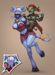 ai_generated bondage embarassed gagged goblin hungrybobo ponygirl ponyplay warcraft yrel