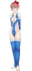 1girls breasts cortana_(cosplay) cosplay covered_in_cum cum_on_body cum_on_breasts cum_on_face doki_doki_literature_club feet female female_focus female_only genkun halloween halloween_costume sayori_(doki_doki_literature_club)