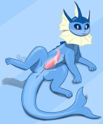 absurd_res animal_genitalia animal_penis anus blue_body blush blush_lines bodily_fluids cetacean_genitalia cetacean_penis cum cum_drip digitigrade dimetil dripping eeveelution erection feral feral_only fin generation_1_pokemon genital_fluids genital_slit genitals herm hi_res humanoid_genitalia humanoid_genitalia_on_feral humanoid_pussy humanoid_pussy_on_feral intersex looking_at_viewer lying maleherm nintendo penis pokemon pokemon_(species) pussy quadruped signature simple_background solo spread_legs spreading tail tail_anus tail_fin tailbutt tapering_penis tongue tongue_out vaporeon