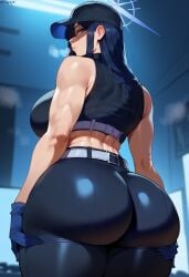 ai_generated big_ass black_hair blue_archive bubble_butt looking_back rayasox saori_(blue_archive)